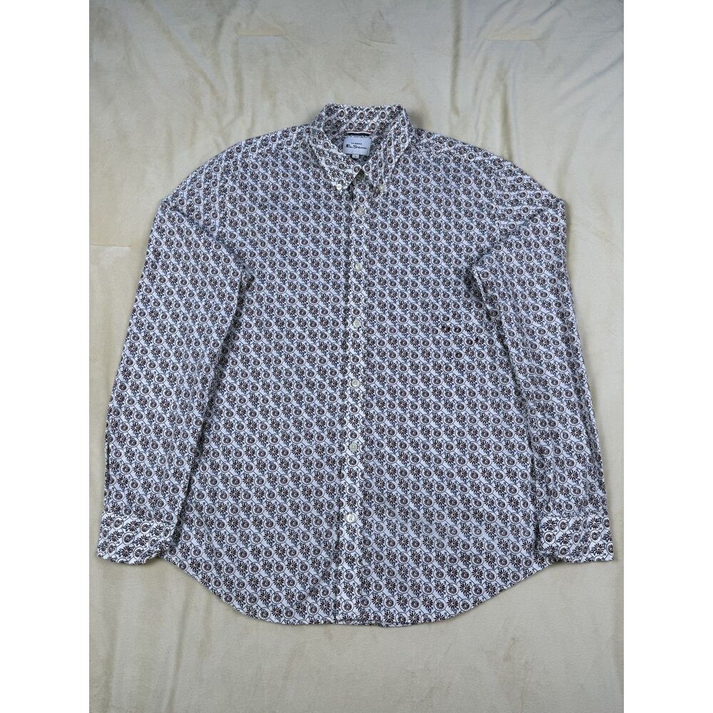 Ben Sherman Men’s Large Long Sleeve Button Down Shirt Geometric Floral Print